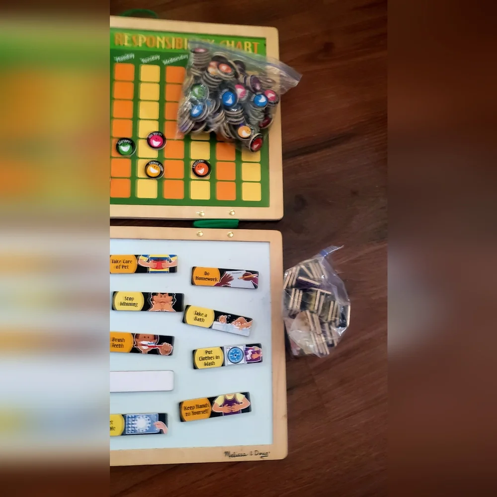 2 Melissa and Doug Wooden Magnetic Responsibility Charts